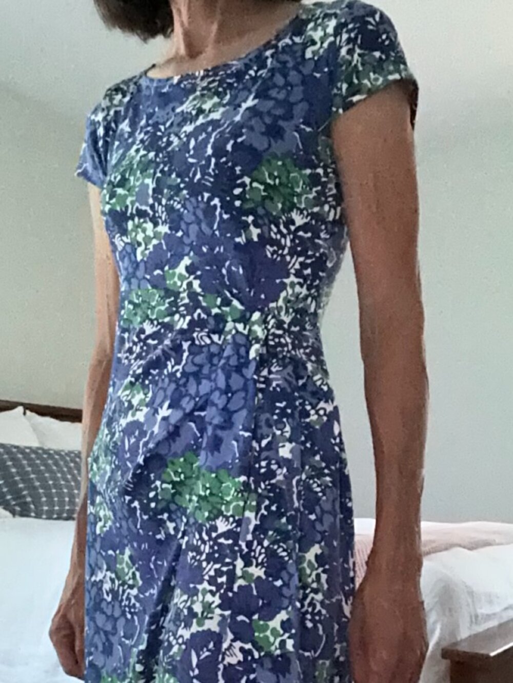 Talbots Blue, Green & White Floral Midi Wrap Dress with Waist Tie NWT